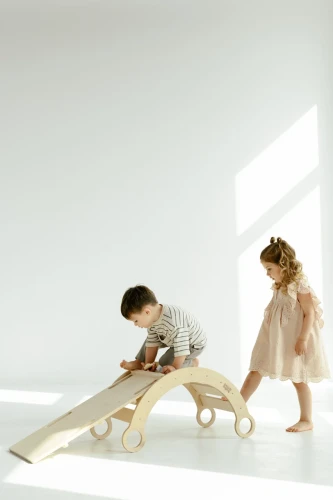 Holzwippe S + Rutsche für Kinder