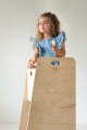 Wooden learning tower for children supporting independence