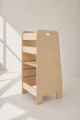 Stable kitchen helper for children in a natural wood finish